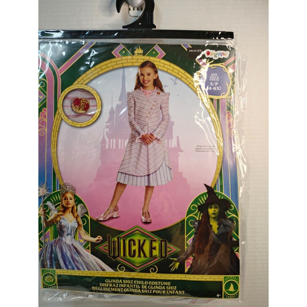 Disguise Wicked Glinda Child Costume Dress S/P (4-6X) Pink/White Striped